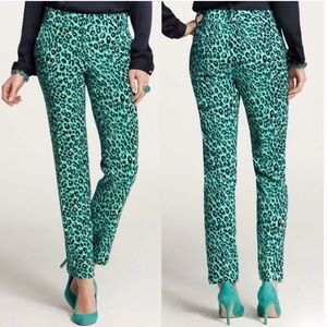 Ann Taylor Teal Animal Print Cheetah Leopard Slim Skinny